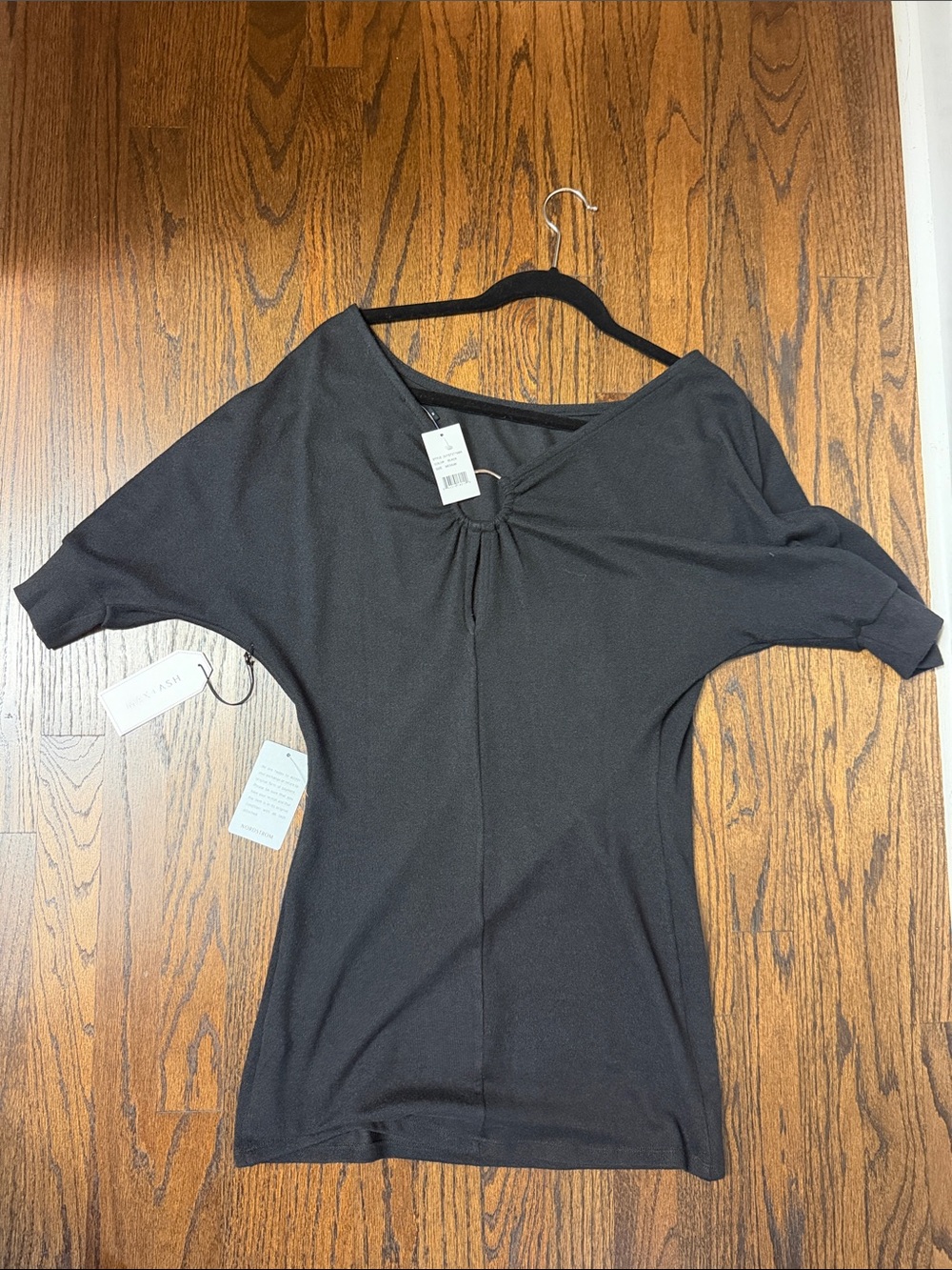 Black Twist-Front Dolman Sleeve Top